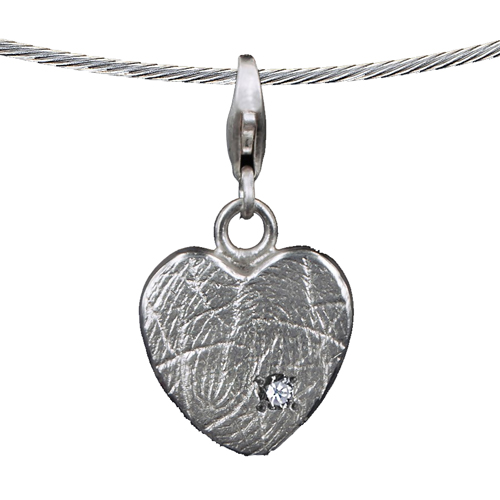 Zilver Afdruk hanger hartvormig met steen 781